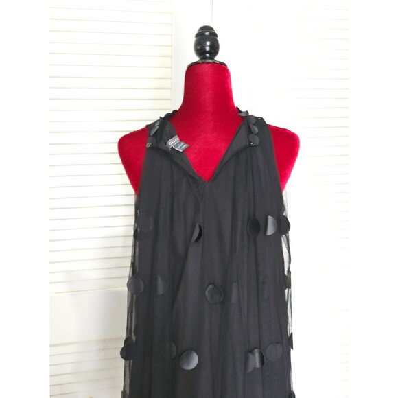 Gracia Women's Black Polka Dot Chiffon Sheer Sleeveless Mini Dress Size S  084 - Picture 9 of 12